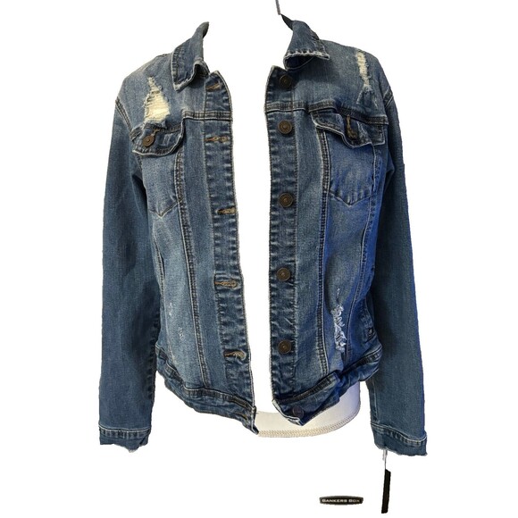 Ensean Womens 1X stretch Denim jacket, distressed/destroyed, pre-loved - Picture 8 of 9